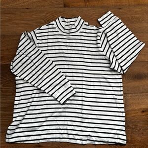 Lands' End Black and White Striped Top plus size xxl